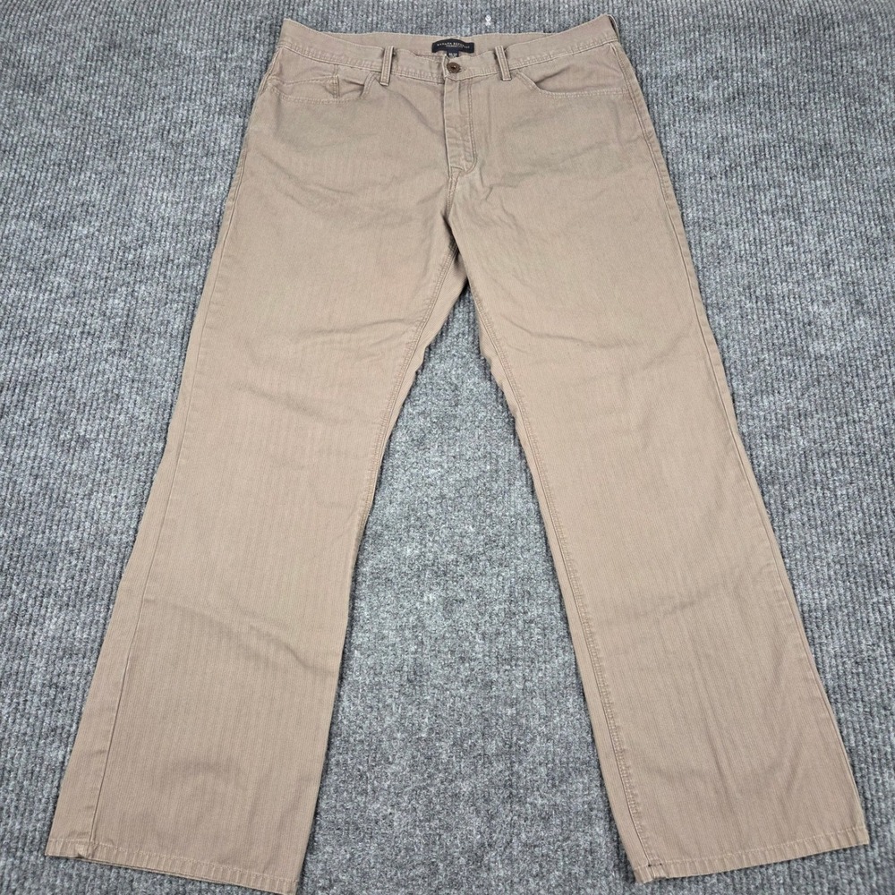 Banana Republic Straight Fit Khaki Pants Mens 34x30 Tan Textured Cotton Trousers